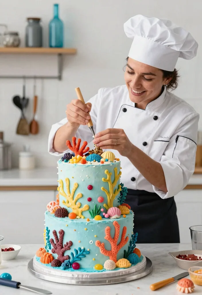 12 Mermaid Birthday Cake Ideas That Don't Collapse in Heat - 4. Coral Reef Cake 1