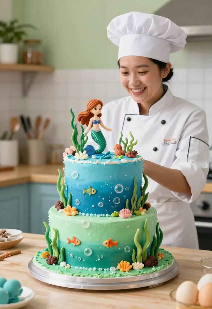 12 Mermaid Birthday Cake Ideas That Don't Collapse in Heat - 6. Underwater Scene Cake 1