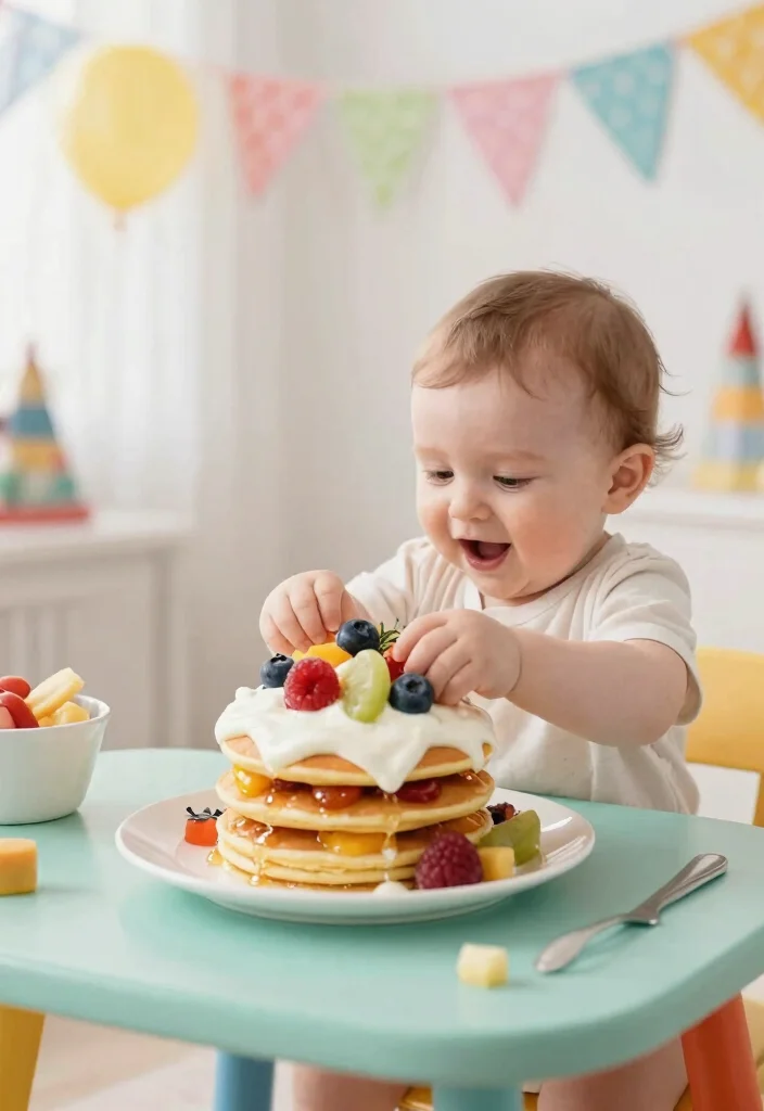 12 Simple First Birthday Cake Ideas Safe for Baby to Smash and Eat - 11. Mini Pancake Smash Cake 1