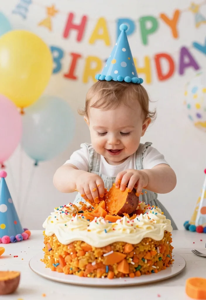 12 Simple First Birthday Cake Ideas Safe for Baby to Smash and Eat - 2. Sweet Potato and Carrot Cake 1