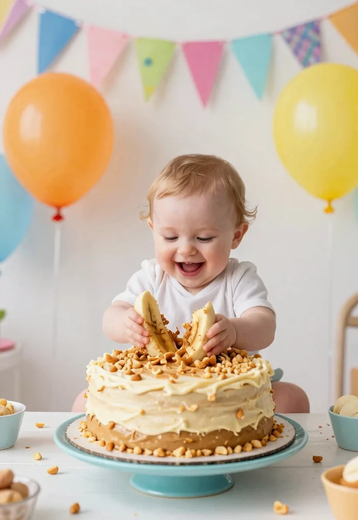 12 Simple First Birthday Cake Ideas Safe for Baby to Smash and Eat - 6. Peanut Butter Banana Cake 1