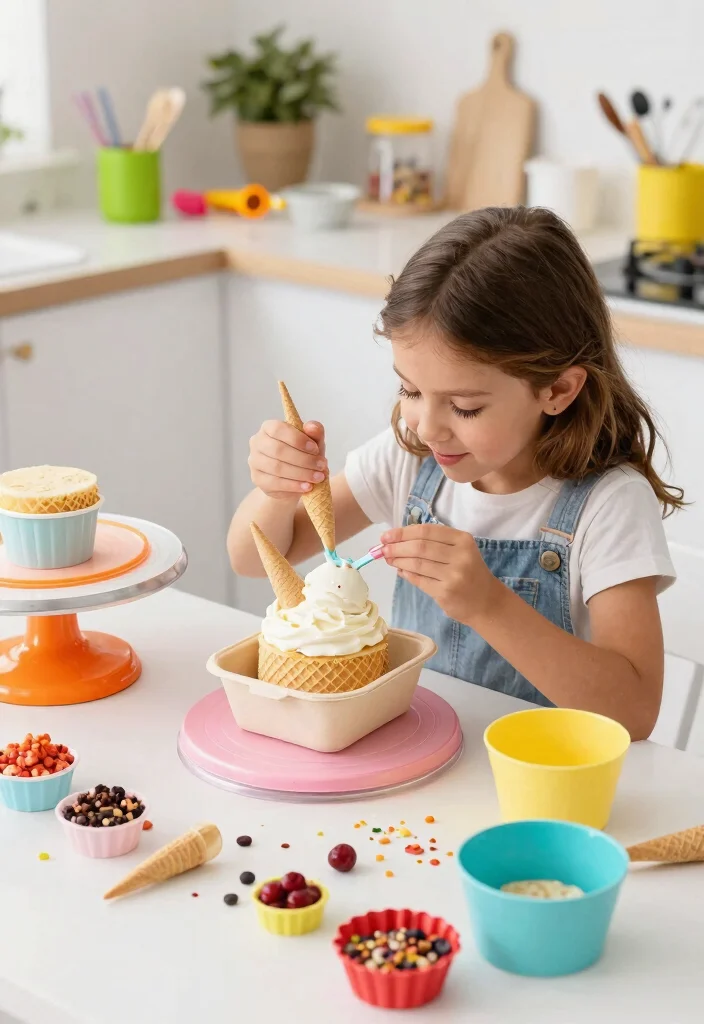 14 Bento Cake Designs for Girl With Decorations That Stay Secure in Transit - 12. Ice Cream Cone Cake 1