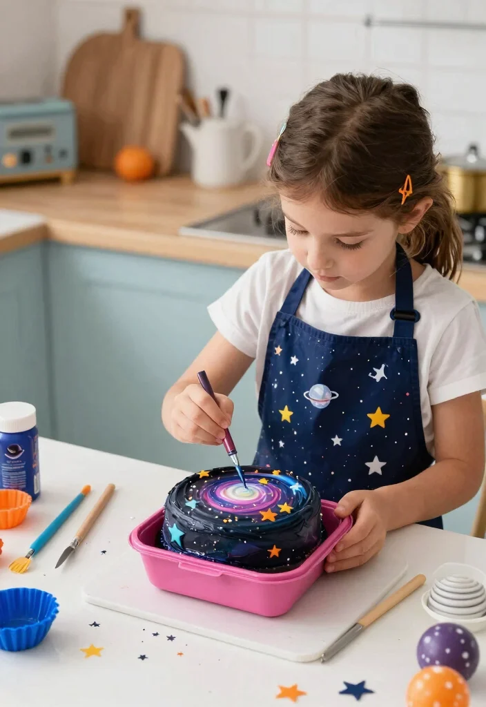 14 Bento Cake Designs for Girl With Decorations That Stay Secure in Transit - 6. Space Galaxy Cake 1
