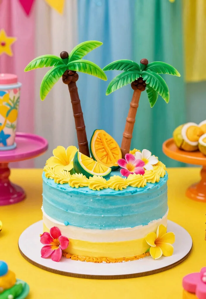 14 Candle Cake Concepts That Stay Stable When Lit - 12. Tropical Paradise Candle Cake 1