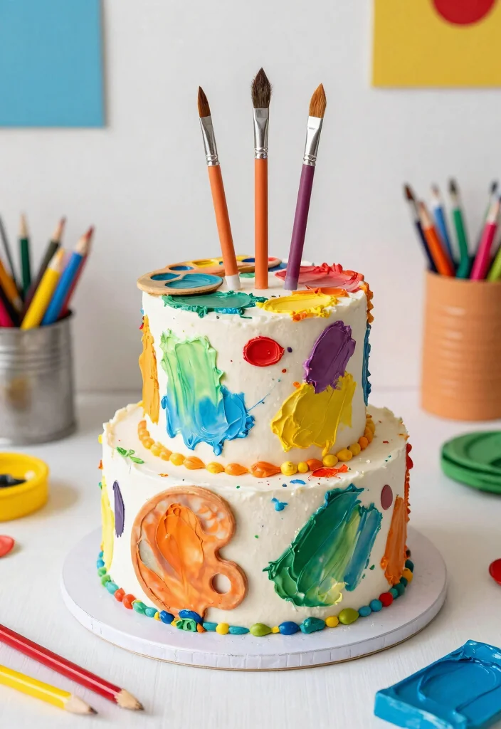 14 Candle Cake Concepts That Stay Stable When Lit - 14. Artistic Palette Candle Cake 1