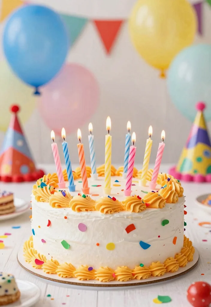 14 Candle Cake Concepts That Stay Stable When Lit - 3. Festive Birthday Cake with Colorful Candles 1