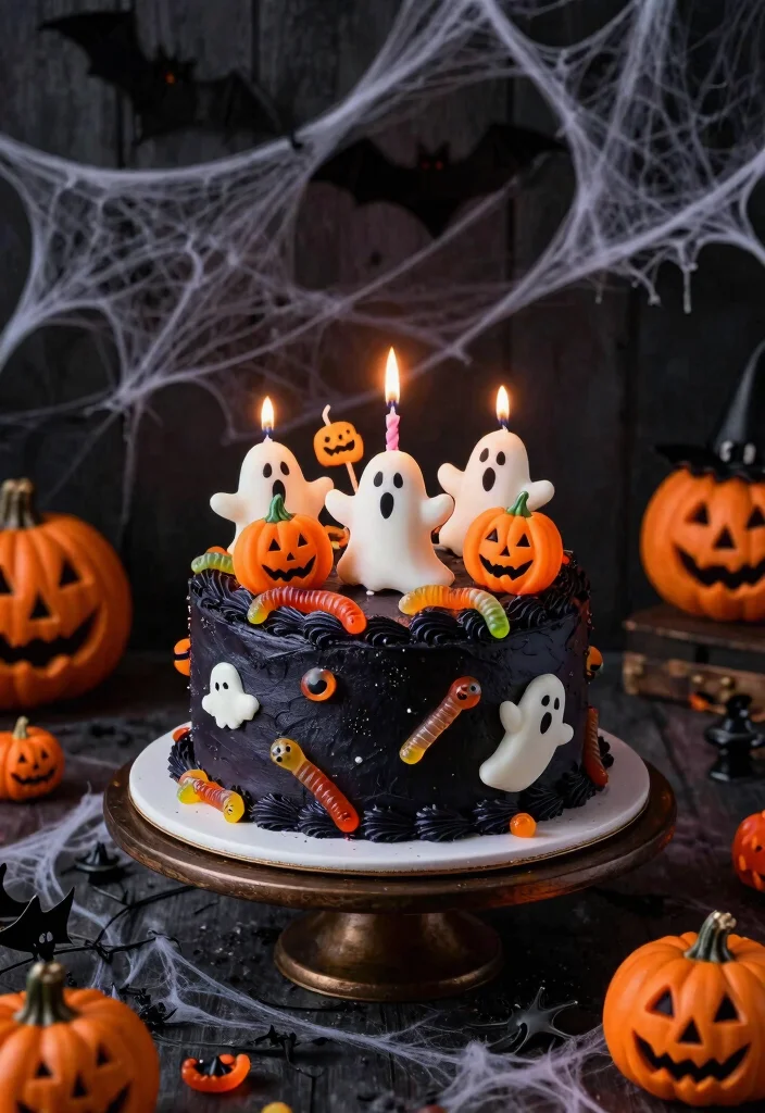 14 Candle Cake Concepts That Stay Stable When Lit - 8. Spooky Halloween Candle Cake 1