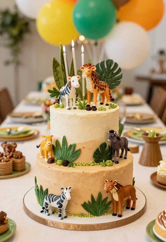 14 Candle Cake Concepts That Stay Stable When Lit - 9. Safari Adventure Candle Cake 1
