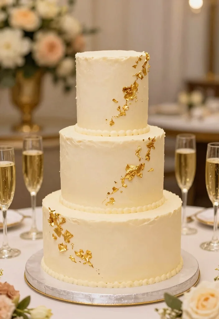 14 Champagne Wedding Cake Ideas With Tiers That Stack Secure - 1. Classic Champagne and Gold Elegance 1