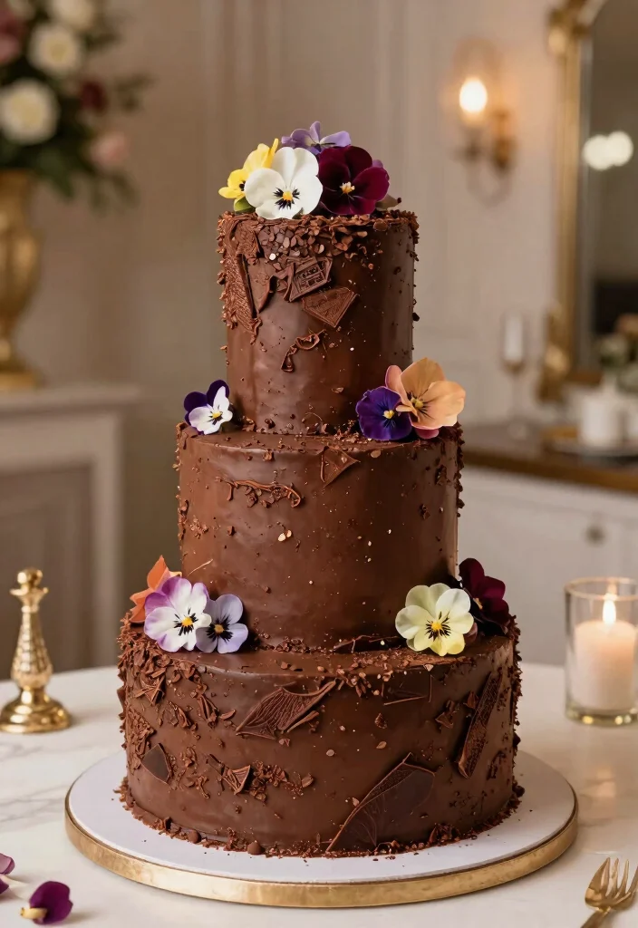 14 Champagne Wedding Cake Ideas With Tiers That Stack Secure - 11. Chocolate Champagne Indulgence 1