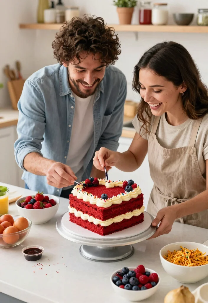 14 Creative Birthday Cake for Boyfriend Ideas Using Basic Pan Shapes - 1. Heart-Shaped Red Velvet Cake 1