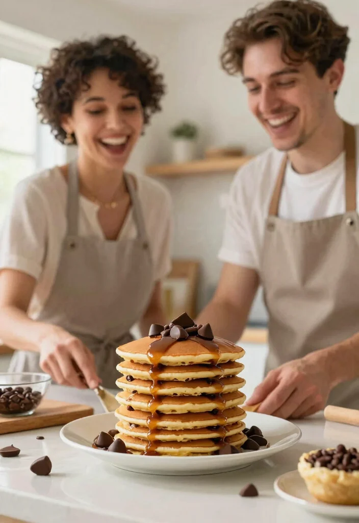 14 Creative Birthday Cake for Boyfriend Ideas Using Basic Pan Shapes - 14. Chocolate Chip Pancake Cake 1
