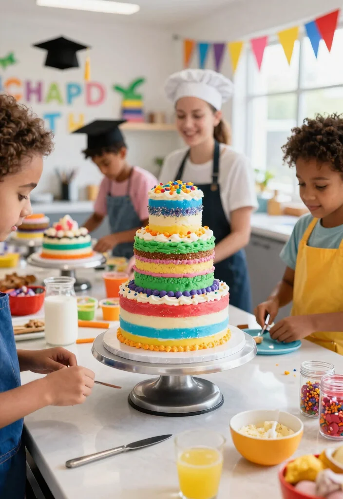 14 Graduation Mini Cake Ideas That Stack Without Sliding - 2. Colorful Tiered Cakes 1