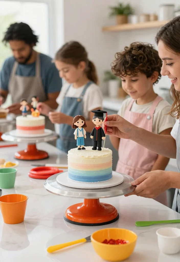 14 Graduation Mini Cake Ideas That Stack Without Sliding - 5. Themed Figurine Toppers 1