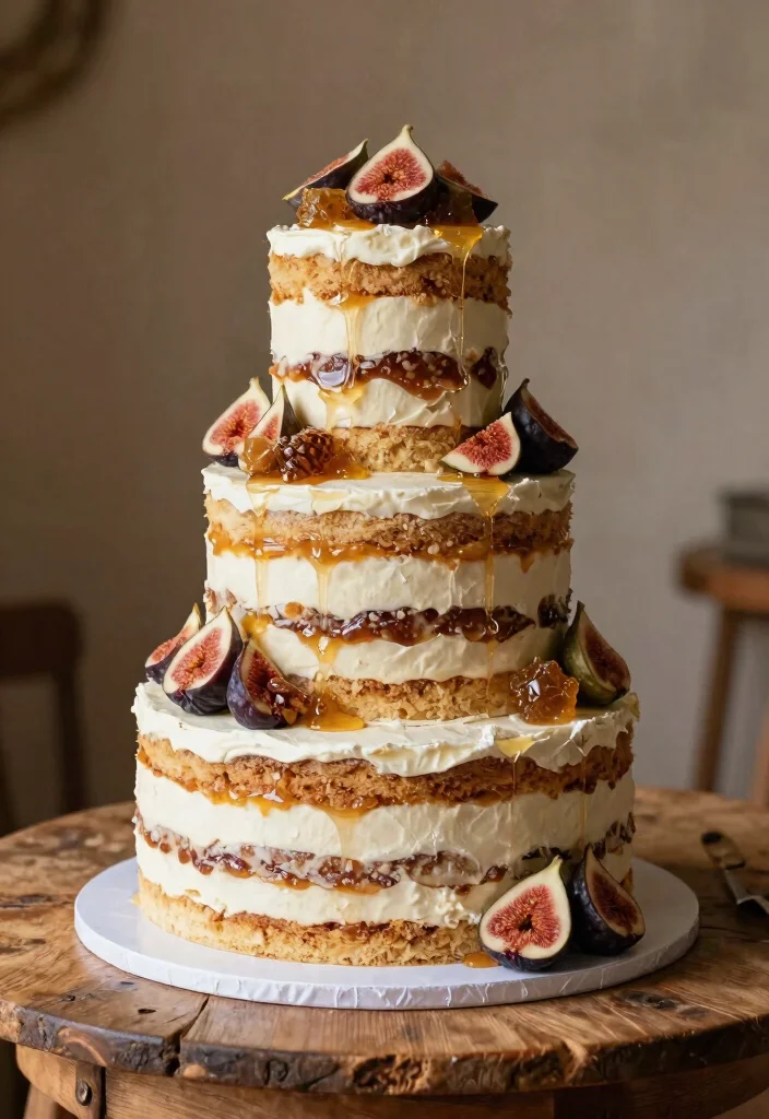 14 Italian Wedding Cake Ideas That Support Multiple Tiers - 12. Fig and Honey Cake 1