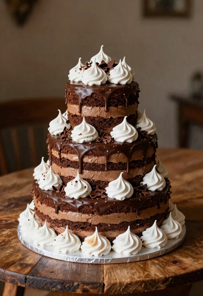 14 Italian Wedding Cake Ideas That Support Multiple Tiers - 14. Mocha Meringue Cake 1