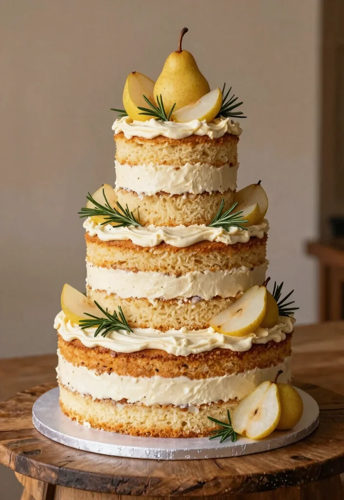14 Italian Wedding Cake Ideas That Support Multiple Tiers - 7. Pear and Gorgonzola Cake 1