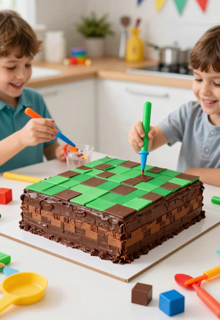 14 Minecraft Cake Ideas Easy Enough for Non-Bakers - 1. Blocky Chocolate Cake 1