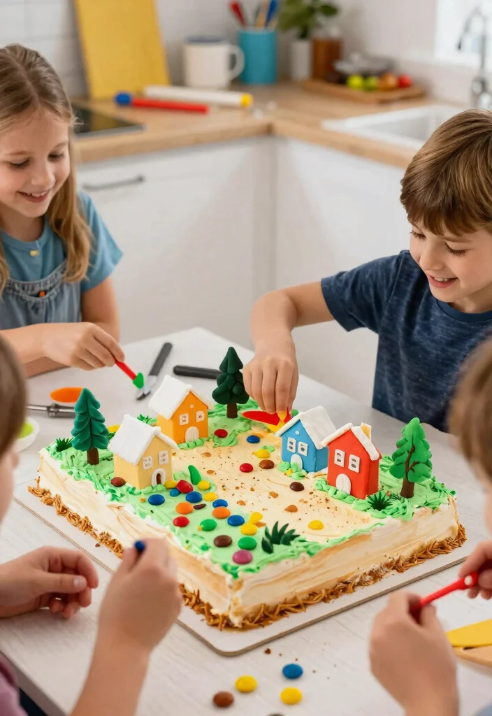 14 Minecraft Cake Ideas Easy Enough for Non-Bakers - 12. Village Scene Cake 1