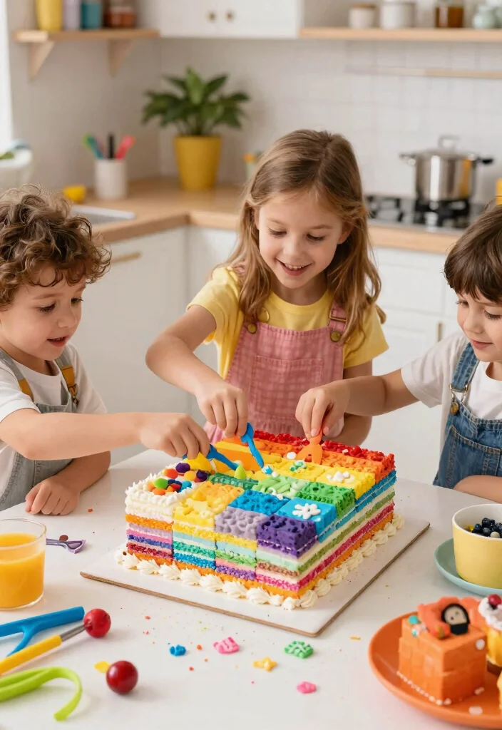 14 Minecraft Cake Ideas Easy Enough for Non-Bakers - 3. Pixelated Rainbow Cake 1