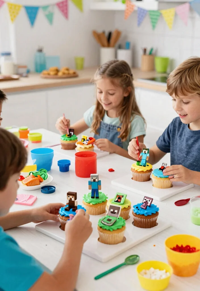 14 Minecraft Cake Ideas Easy Enough for Non-Bakers - 8. Steve and Alex Cupcake Toppers 1