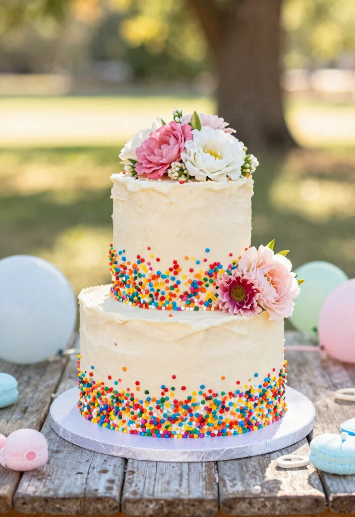14 Pink Bridal Shower Cake Ideas That Don't Melt During the Party - 14. Funfetti Celebration Cake 1