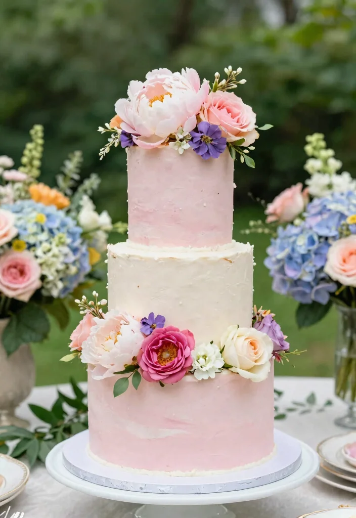 14 Pink Bridal Shower Cake Ideas That Don't Melt During the Party - 2. Floral Fantasy 1