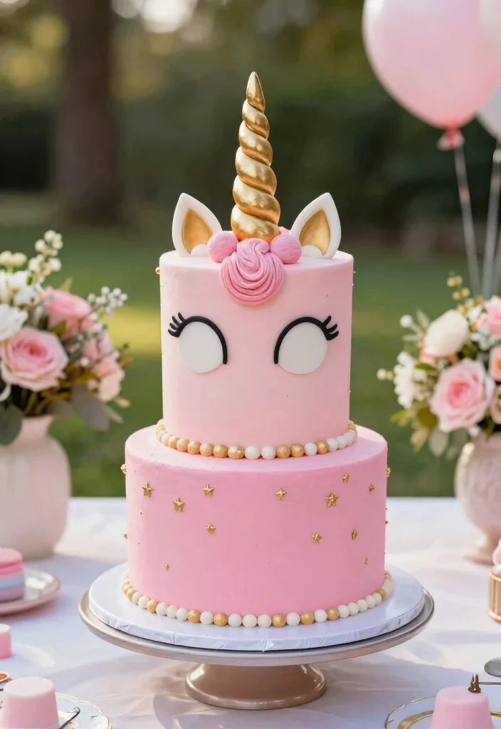 14 Pink Bridal Shower Cake Ideas That Don't Melt During the Party - 8. Whimsical Unicorn Cake 1