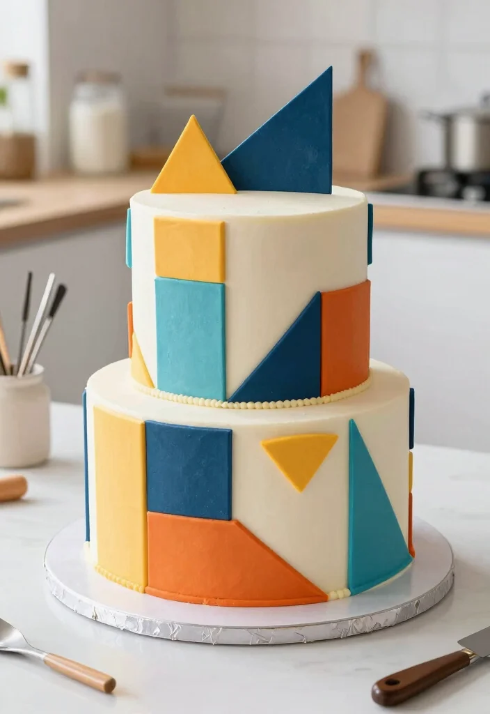 15 Anniversary Cake Pictures That Look Bakery-Quality With Store-Bought Frosting - 8. Geometric Pattern Cake 1