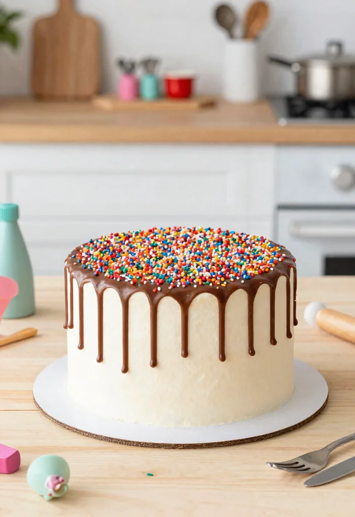 15 Anniversary Cake Pictures That Look Bakery-Quality With Store-Bought Frosting - 9. Whimsical Drip and Sprinkles Cake 1