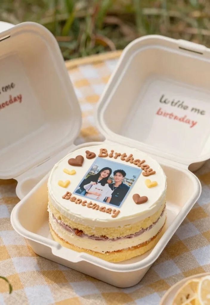 15 Bento Birthday Cake for Boyfriend Ideas That Travel Well - 14. Personalized Photo Bento Cake 1