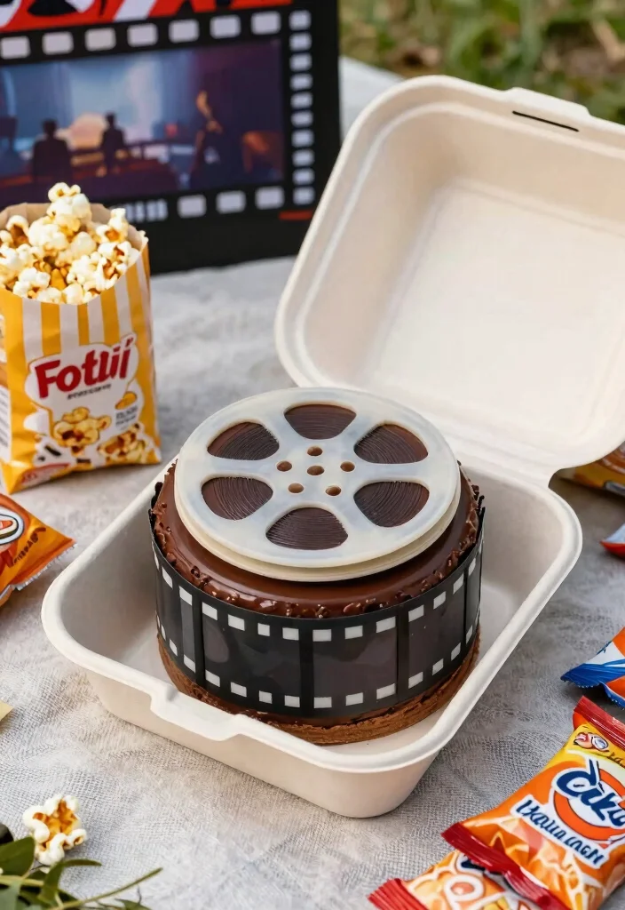 15 Bento Birthday Cake for Boyfriend Ideas That Travel Well - 5. Movie Buff Bento Cake 1