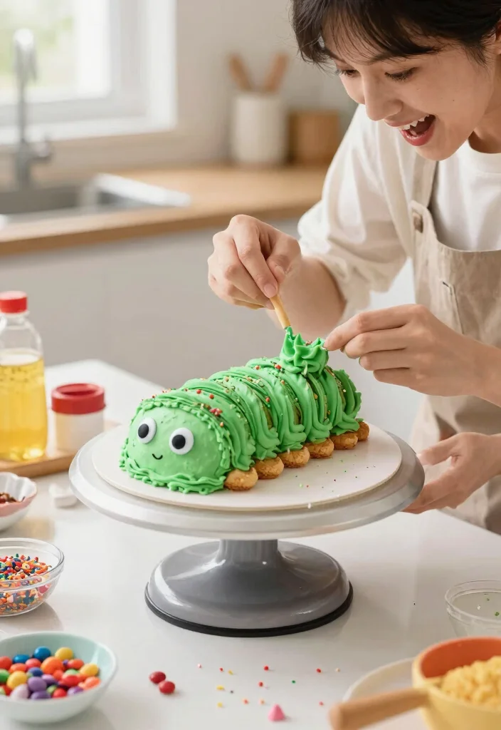 15 Funny Birthday Cake Ideas Anyone Can Pipe Without a Steady Hand - 1. The Wobbly Worm Cake 1