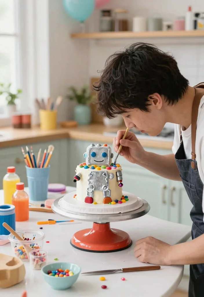 15 Funny Birthday Cake Ideas Anyone Can Pipe Without a Steady Hand - 12. The Robot Cake 1