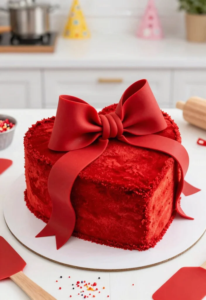 15 Heart Cake With Bows That Don't Slide Off Before Serving - 1. Classic Red Velvet Heart Cake with Bow 1