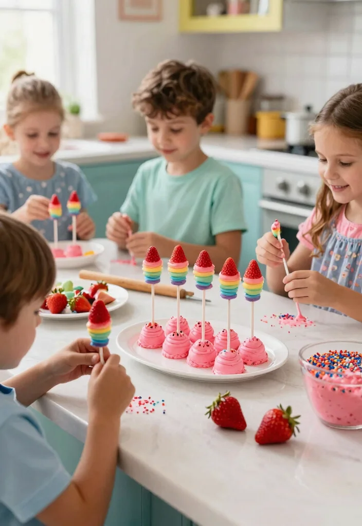 15 Rainbow Cake Pops That Don't Fall Off the Stick - 5. Strawberry Rainbow Cake Pops 1