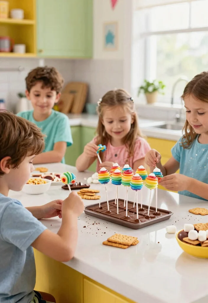 15 Rainbow Cake Pops That Don't Fall Off the Stick - 9. S'mores Rainbow Cake Pops 1