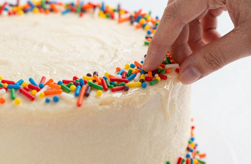 5 Ways to Stick Sprinkles to Cake Sides 2 chill press sprinkles evenly