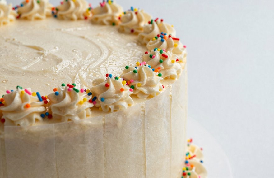 5 Ways to Stick Sprinkles to Cake Sides 3 parchment strips sprinkles transfer cleanly